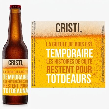Bière personnalisée avec un texte - Les histoires