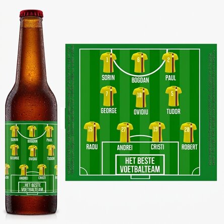 Bier met gepersonaliseerde tekst - Voetbalteam