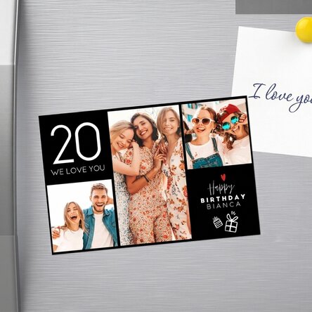 Magnet van 15 x 10 cm, gepersonaliseerd met de tekst 'Happy birthday'