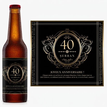 Bière personnalisée avec un message - Happy 40