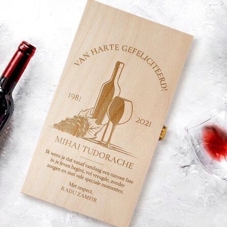 Gepersonaliseerde wijnkist voor twee flessen - Special Birthday