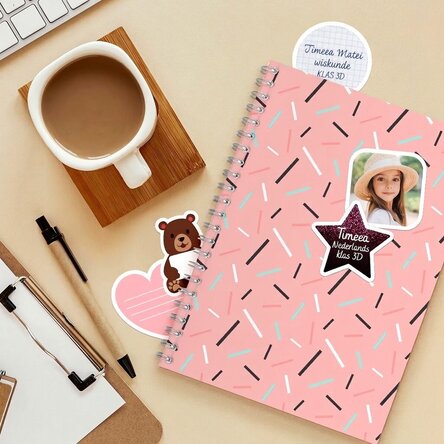Set van 6 gepersonaliseerde stickers (zelfklevende etiketten) voor school - Cute
