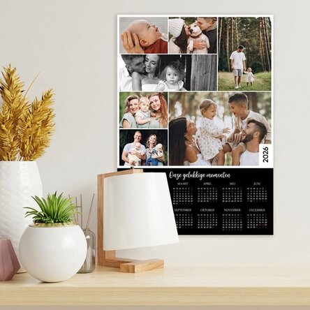 Gepersonaliseerde kalenderposter met 7 foto's en tekst