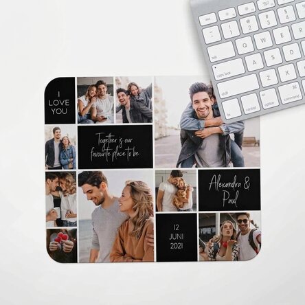 Gepersonaliseerde muismat met 9 foto's en tekst - Memories
