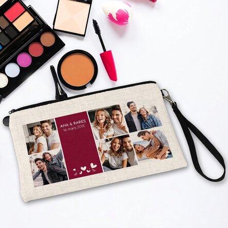 Trousse à maquillage personnalisée avec un texte et 6 photos