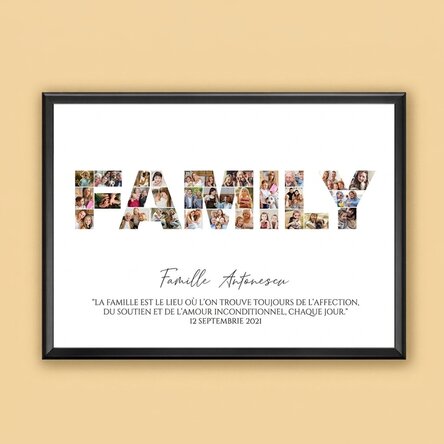 Tableau « Landscape » personnalisé avec 30 photos et un texte - Family
