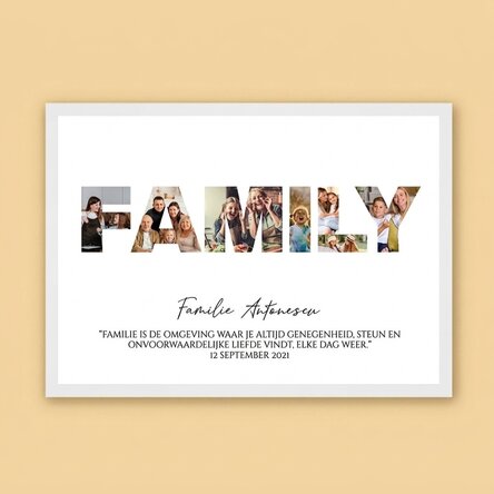 Gepersonaliseerd landschapsschilderij met 7 foto’s en tekst - Family