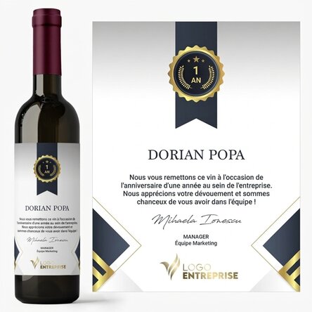 Vin personnalisé avec logo et texte - Remerciements aux employés