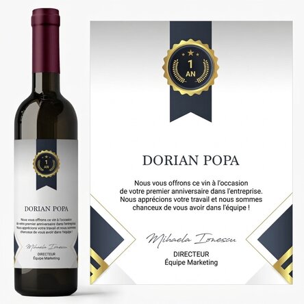 Vin personnalisé avec un message - Remerciements aux employés