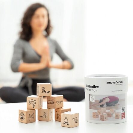 Jeu de yoga avec 7 dés en bois