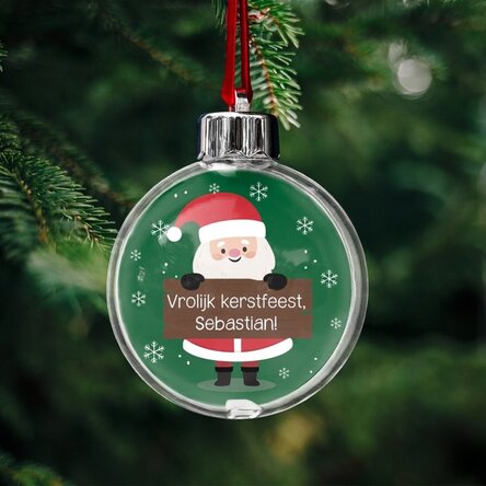 Gepersonaliseerde, dubbelzijdige, doorzichtige bol met een foto en een boodschap voor kinderen