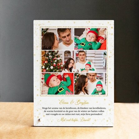 Gepersonaliseerde fotolijst voor op het bureau met foto's en tekst - Gouden sterretjes
