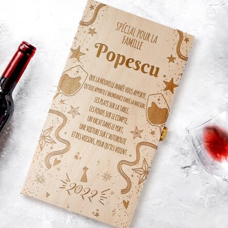 Coffret à vin personnalisé pour deux bouteilles avec message - Nouvel An
