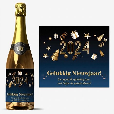 Mousserende wijn met gepersonaliseerde tekst - Van harte gefeliciteerd!