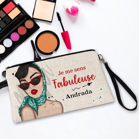 Trousse de maquillage personnalisée avec l'inscription « I feel Fabulicious »