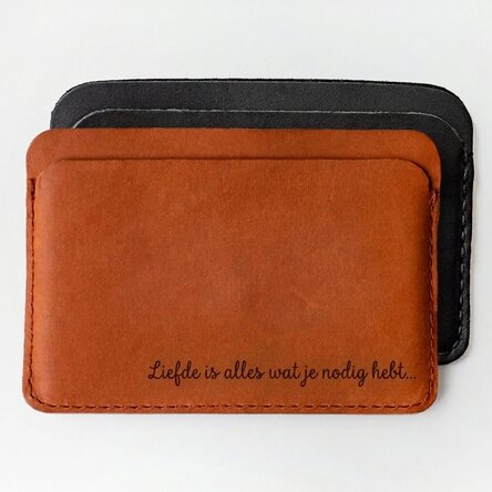 Gepersonaliseerde leren portemonnee met tekst - Love is all you need