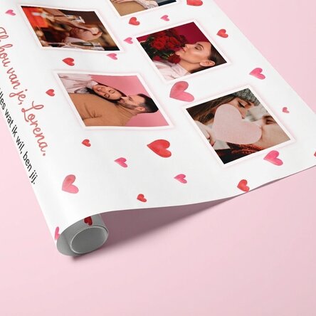 Gepersonaliseerd cadeaupapier met 10 foto’s en een boodschap - Love