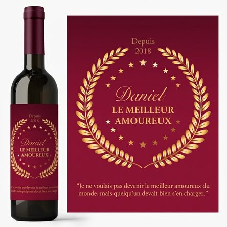 Vin personnalisé avec un message pour mon chéri - Le meilleur des chéris