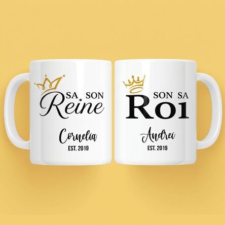 Tasses pour couple avec inscription - King & Queen