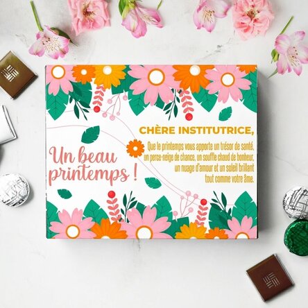 Boîte de bonbons personnalisée avec un message - Printemps en fleurs