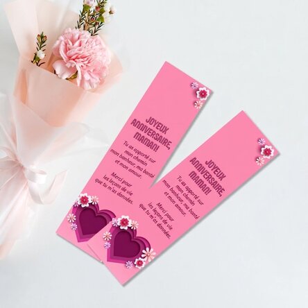 Marque-page personnalisé avec message - Cœur rose