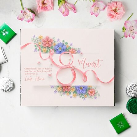 Gepersonaliseerde doos bonbons met tekst voor mama – 8 maart