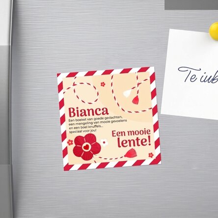 Magnet 10x10, gepersonaliseerd met naam en boodschap