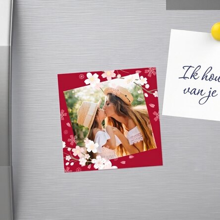 Gepersonaliseerde magneet van 10x10 met een foto - Kersenbloesems