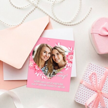 Gepersonaliseerde foto van 10 x 12 cm met tekst en foto – Hartje