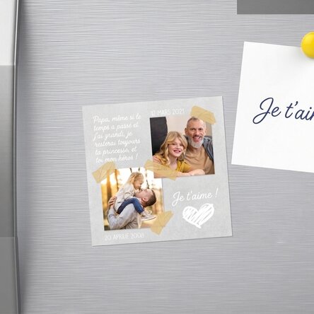 Aimant 10 x 10 personnalisé avec 2 photos et un texte - Time