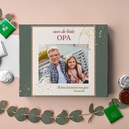 Gepersonaliseerd bonbonnière met foto en boodschap – voor de allerbeste OPA