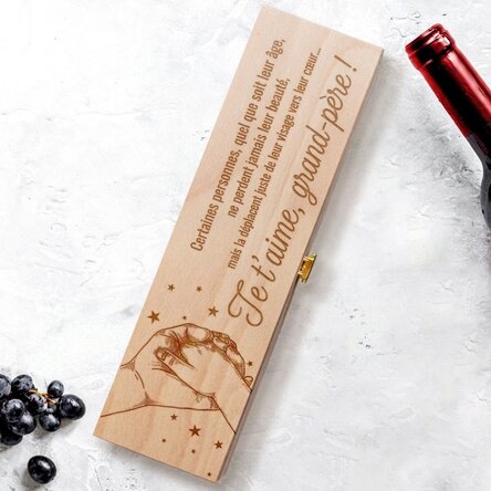 Coffret de vin personnalisé avec un message pour grand-père - Je t'aime !