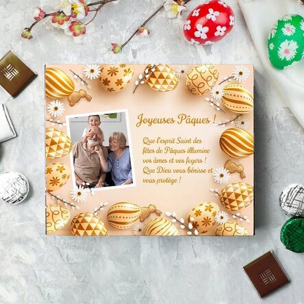 Boîte de bonbons personnalisée avec une photo et un message - Joyeuses Pâques !