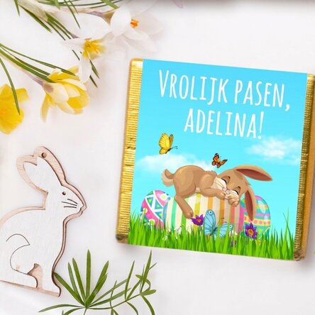 Gepersonaliseerde mini-chocolade met een paasboodschap