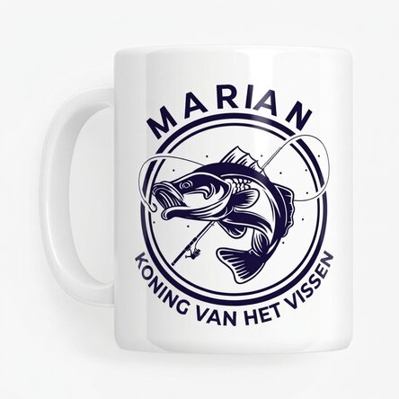 Gepersonaliseerde mok met tekst en naam - De koning van het vissen