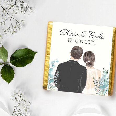 Mini-chocolat de remerciement personnalisé avec inscription - « Our wedding »