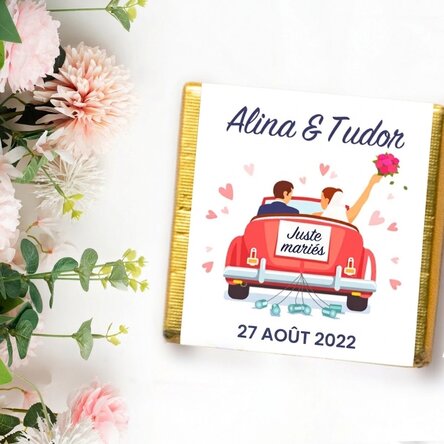 Mini-chocolat personnalisé avec inscription « Just married »