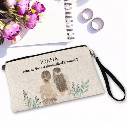 Trousse de maquillage personnalisée avec inscription - Demoiselle d'honneur