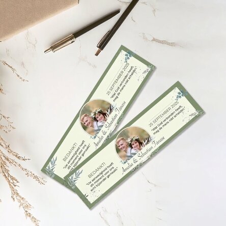 Gepersonaliseerde bladwijzer met foto en boodschap