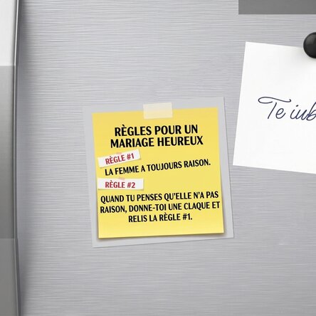 Aimant 10 x 10 personnalisé avec un texte - Règles de vie commune