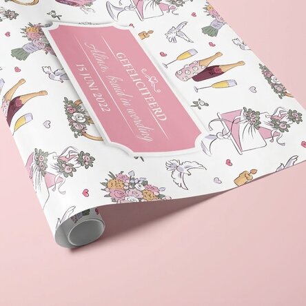 Gepersonaliseerd cadeaupapier met tekst - Bruiloft