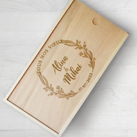 Coffret cadeau personnalisé en bois avec inscription - « Avec amour »