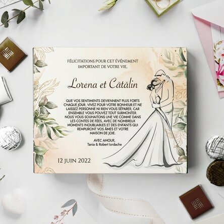 Boîte de bonbons personnalisée avec un message de mariage