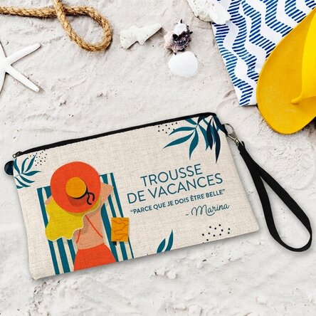 Trousse de maquillage personnalisée avec inscription - Kit de vacances