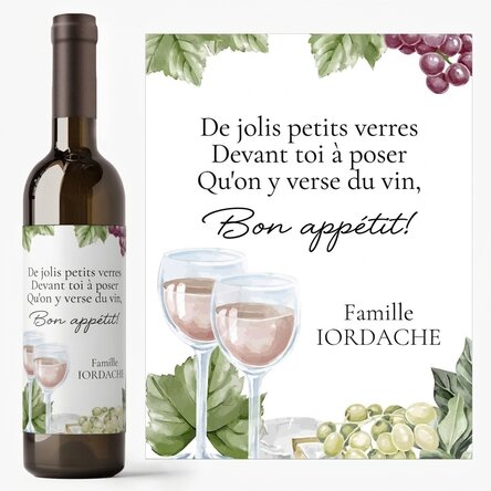 Vin personnalisé avec un message - Bon appétit !