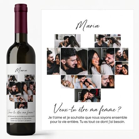 Vin personnalisé avec 11 photos et un message - Veux-tu devenir ma femme ?