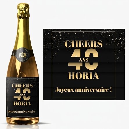 Vin mousseux personnalisé avec un message d'anniversaire - Cheers to you