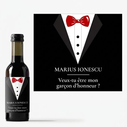 Mini-bouteille de vin personnalisée avec un message - Garçon d'honneur