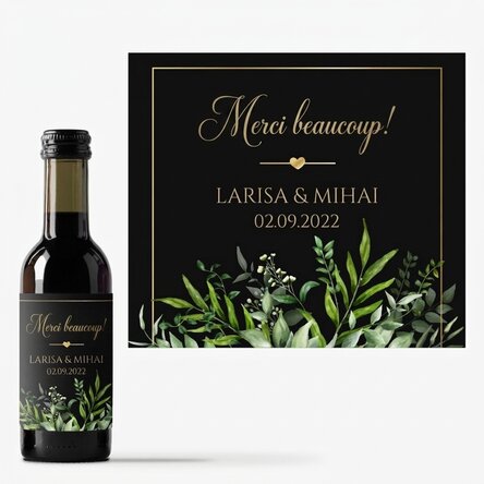Mini-bouteille de vin personnalisée avec un message - Remerciements