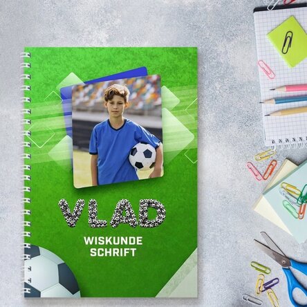 Gepersonaliseerde notitieboekje met een foto en tekst - Voetbal